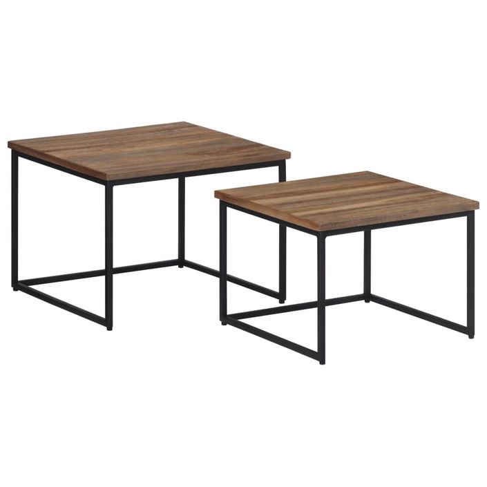 Tables basses gigognes 2 pcs bois massif de teck - Photo n°11