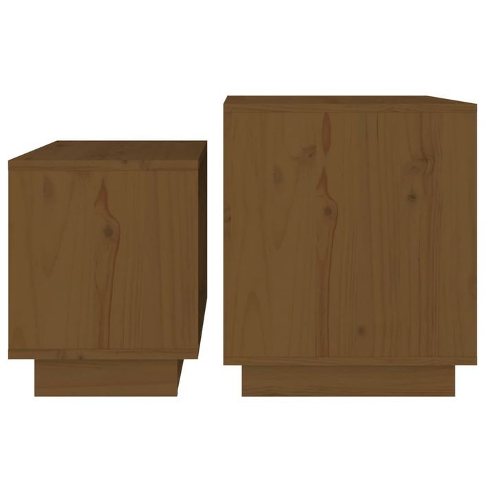 Tables basses gigognes 2 pcs Marron miel Bois de pin massif - Photo n°6