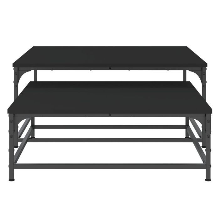 Tables basses gigognes 2 pcs noir bois d'ingénierie - Photo n°5