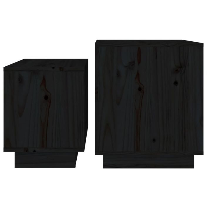 Tables basses gigognes 2 pcs Noir Bois de pin massif - Photo n°6