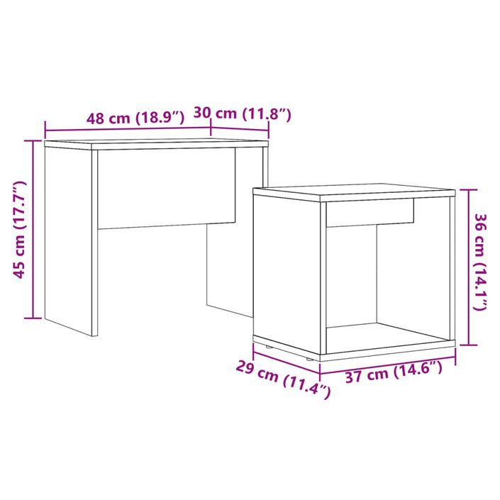 Tables basses gigognes 2 pcs vieux bois bois d'ingénierie - Photo n°10