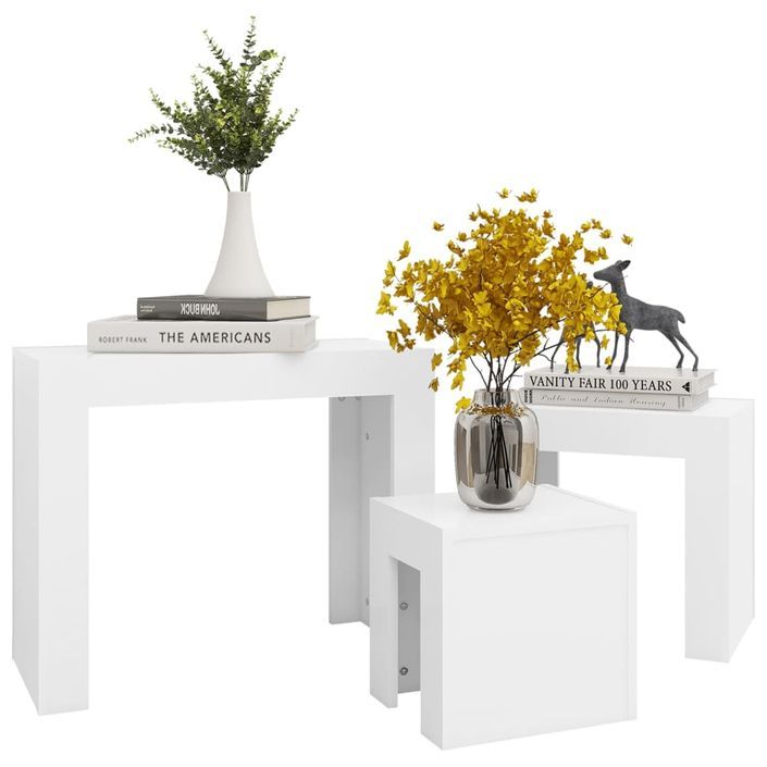 Tables basses gigognes 3 pcs Blanc - Photo n°4