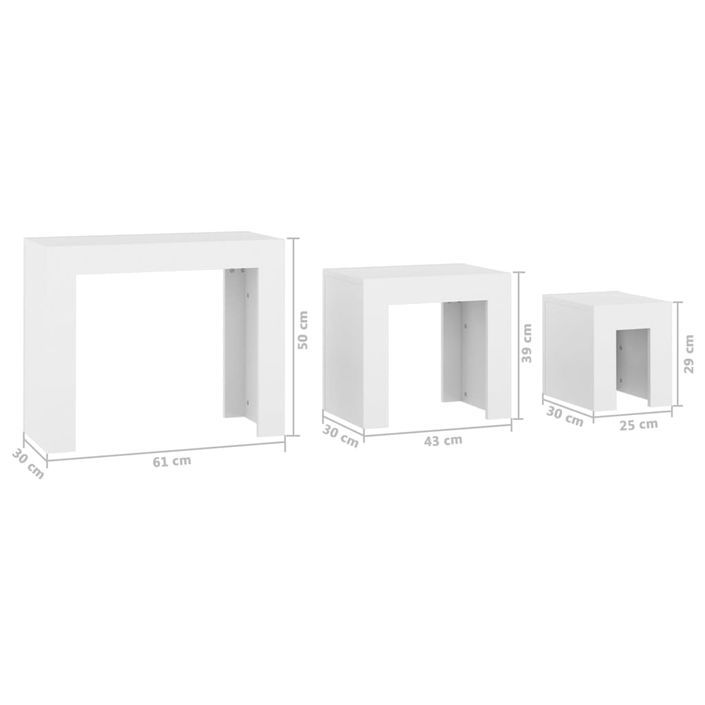 Tables basses gigognes 3 pcs Blanc - Photo n°9