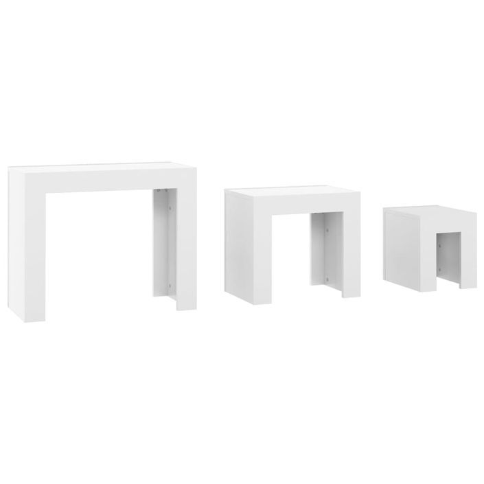 Tables basses gigognes 3 pcs Blanc brillant - Photo n°5