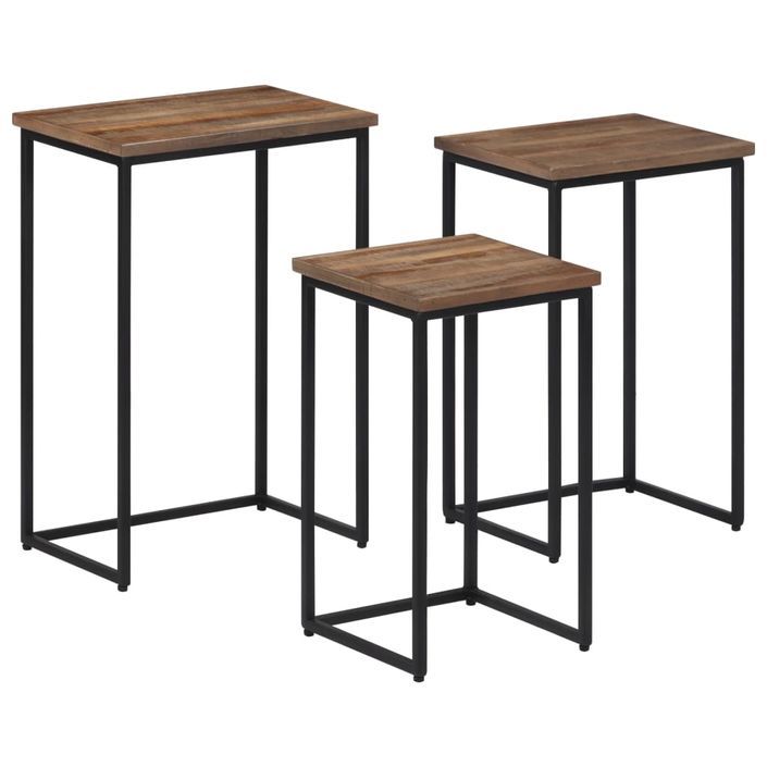 Tables basses gigognes 3 pcs bois massif de teck - Photo n°10