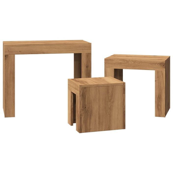 Tables basses gigognes 3 pcs chêne artisanal bois d'ingénierie - Photo n°5