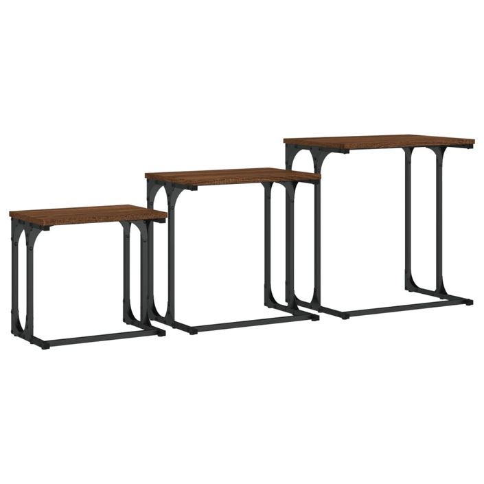 Tables basses gigognes 3 pcs chêne marron bois d'ingénierie - Photo n°7