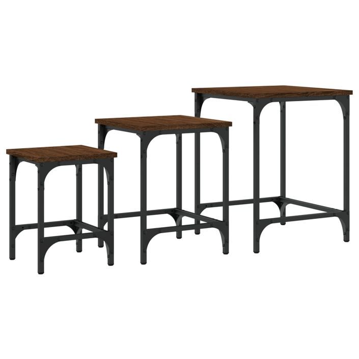 Tables basses gigognes 3 pcs chêne marron bois d'ingénierie - Photo n°7