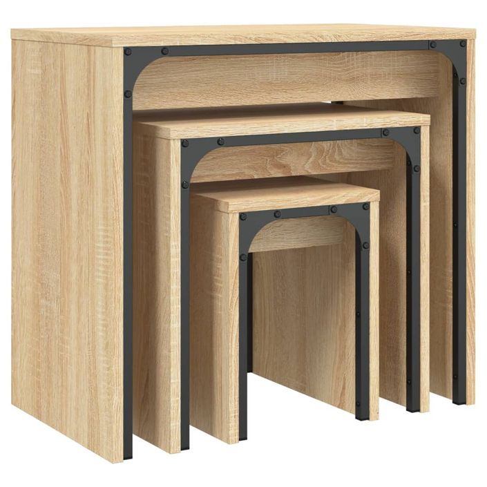 Tables basses gigognes 3 pcs chêne sonoma bois d'ingénierie - Photo n°4