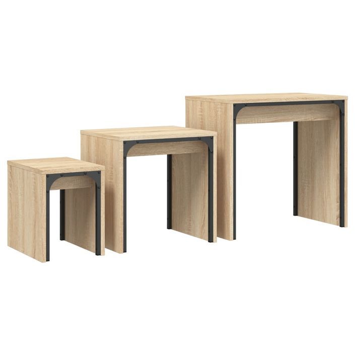 Tables basses gigognes 3 pcs chêne sonoma bois d'ingénierie - Photo n°7