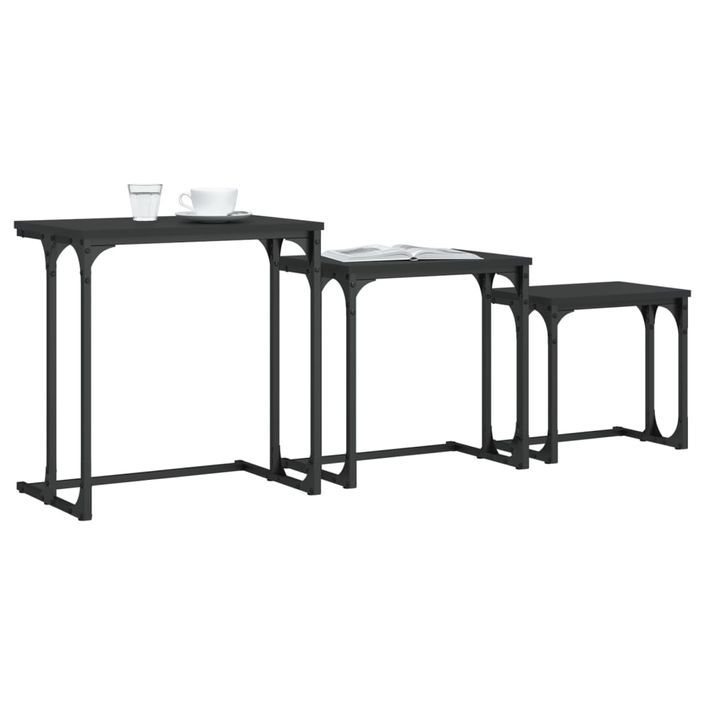 Tables basses gigognes 3 pcs noir bois d'ingénierie - Photo n°3