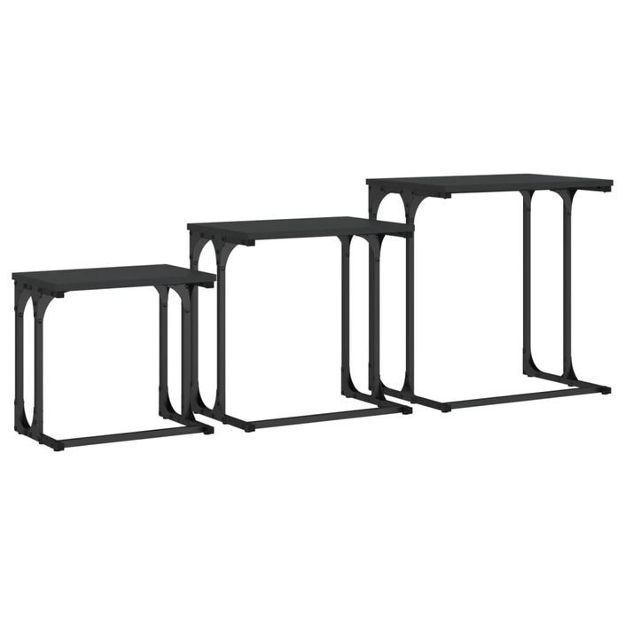 Tables basses gigognes 3 pcs noir bois d'ingénierie - Photo n°7