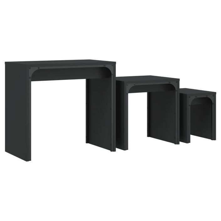 Tables basses gigognes 3 pcs noir bois d'ingénierie - Photo n°1