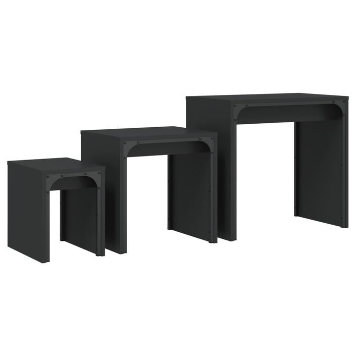 Tables basses gigognes 3 pcs noir bois d'ingénierie - Photo n°7