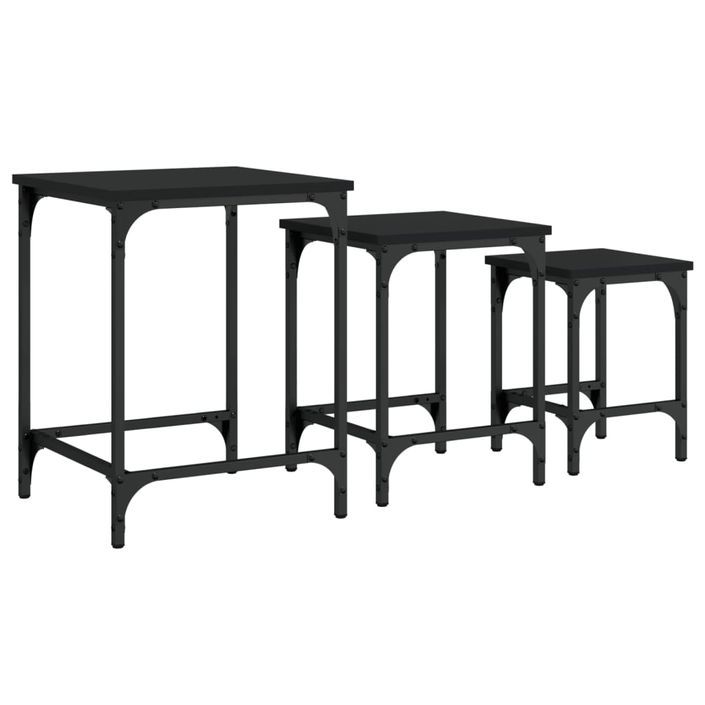 Tables basses gigognes 3 pcs noir bois d'ingénierie - Photo n°1