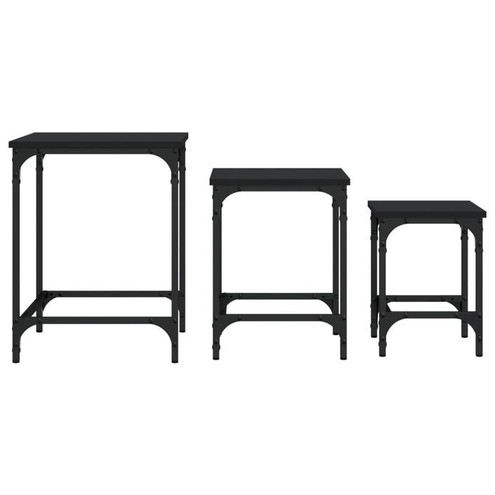 Tables basses gigognes 3 pcs noir bois d'ingénierie - Photo n°5