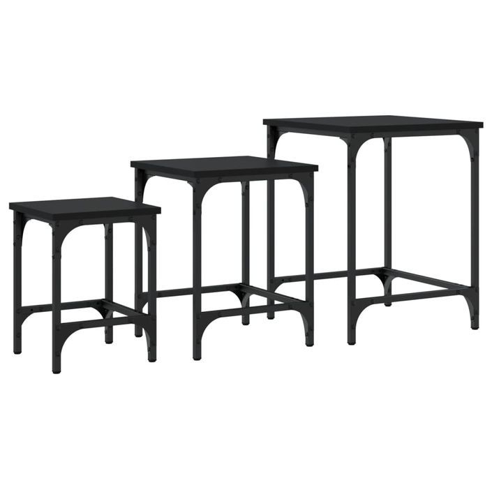 Tables basses gigognes 3 pcs noir bois d'ingénierie - Photo n°7