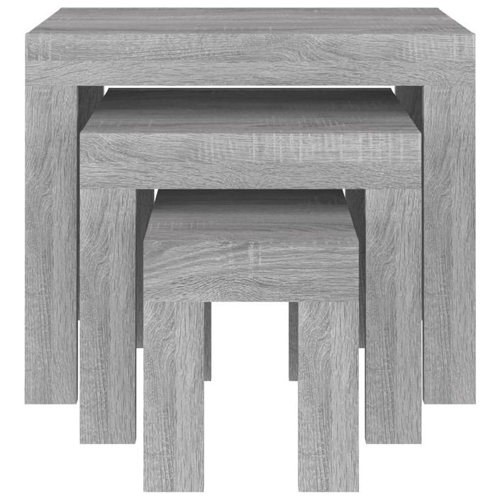 Tables basses gigognes 3 pcs sonoma gris bois d'ingénierie - Photo n°4