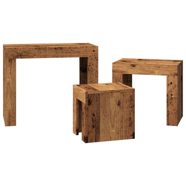 Tables basses gigognes 3 pcs vieux bois bois d'ingénierie - Photo n°5