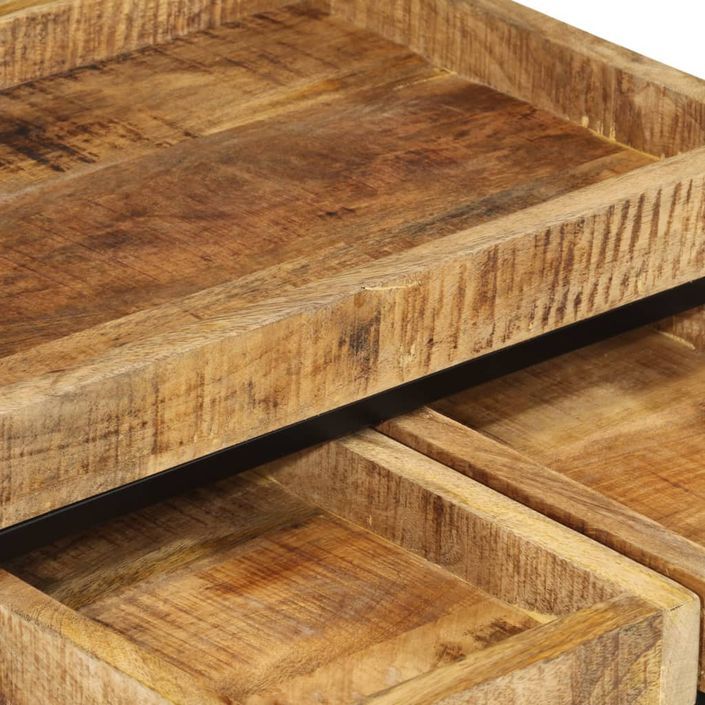 Tables basses gigognes 3pcs bois de manguier massif brut et fer - Photo n°5