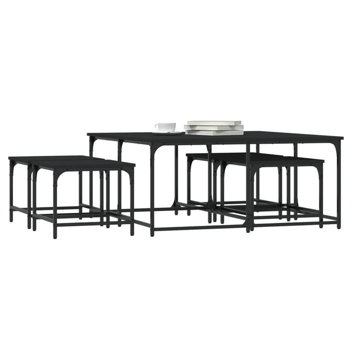 Tables basses gigognes 5 pcs noir bois d'ingénierie - Photo n°3