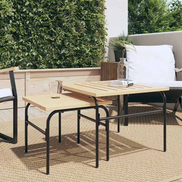 Tables basses gigognes de jardin 2 pcs marron et noir acier - Photo n°1