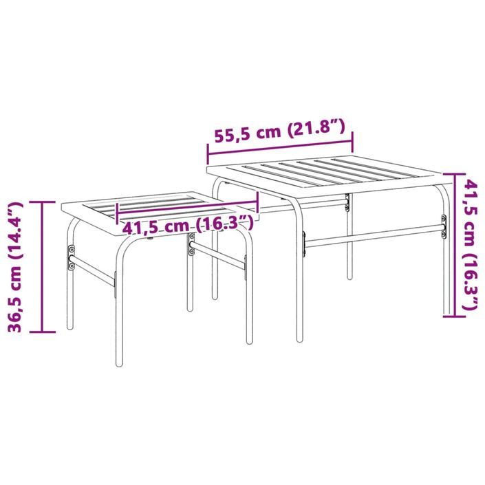 Tables basses gigognes de jardin 2 pcs marron et noir acier - Photo n°10