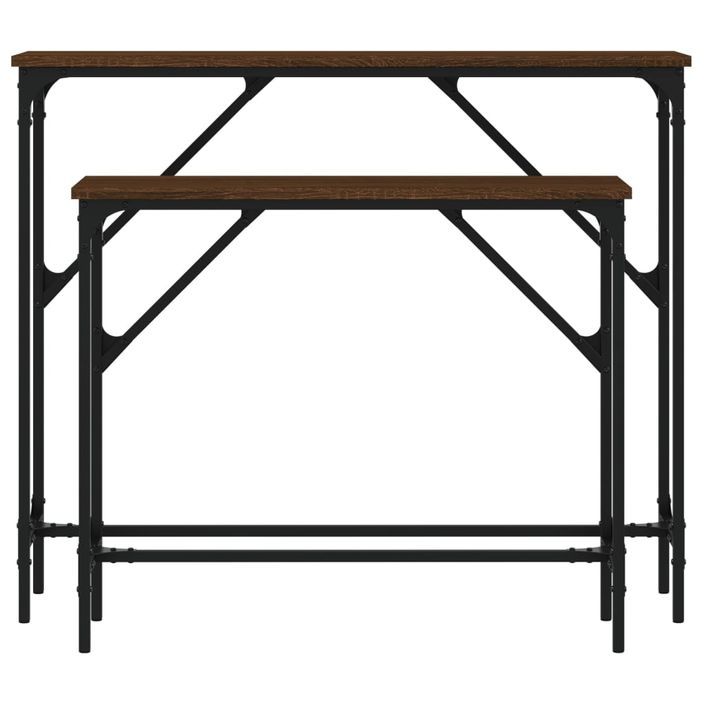 Tables console 2 pcs chêne marron bois d'ingénierie - Photo n°4