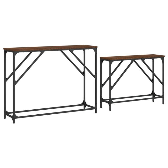 Tables console gigognes 2 pcs chêne marron bois d'ingénierie - Photo n°5