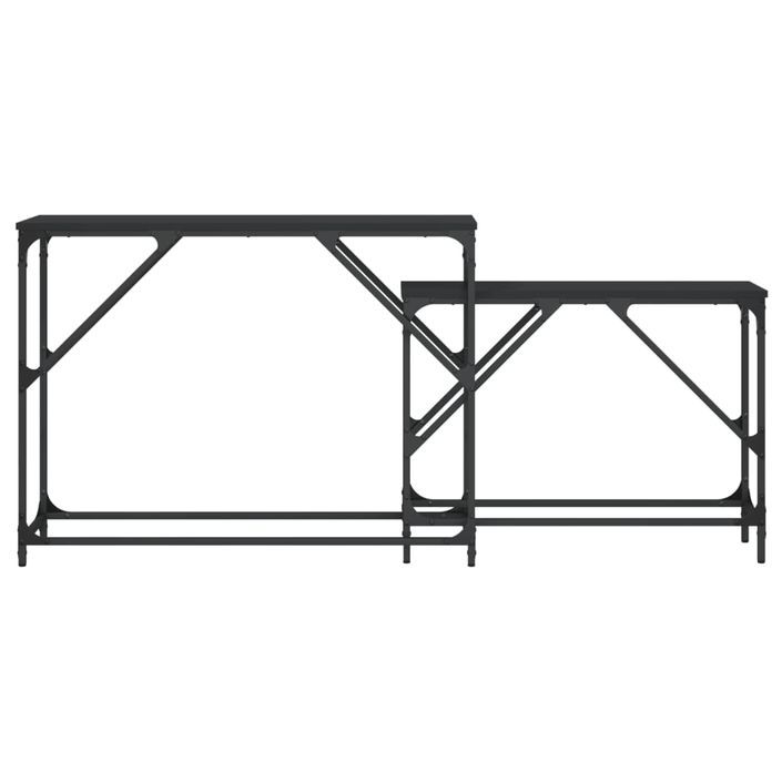 Tables console gigognes 2 pcs noir bois d'ingénierie - Photo n°4