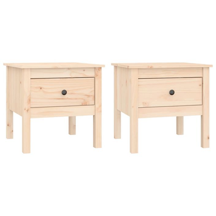 Tables d'appoint 2 pcs 50x50x49 cm Bois massif de pin - Photo n°2