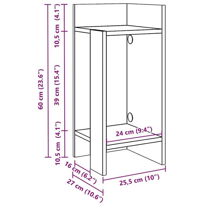 Tables d'appoint 2 pcs avec étagère chêne sonoma 25,5x27x60 cm - Photo n°10