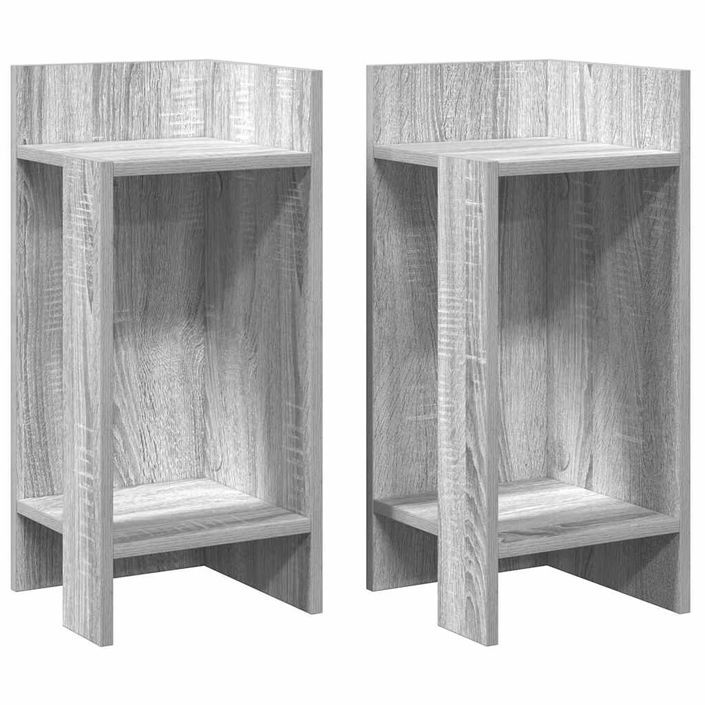 Tables d'appoint 2 pcs avec étagère sonoma gris 25,5x27x60 cm - Photo n°2