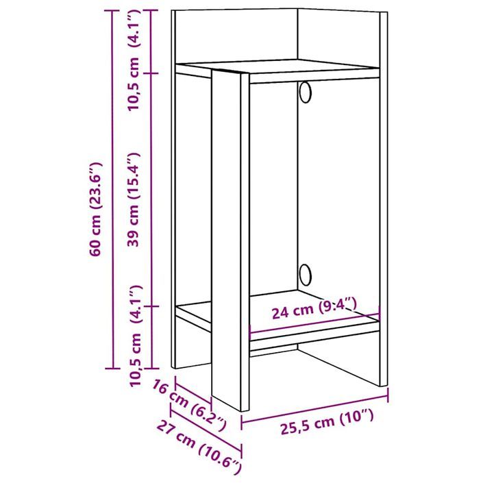 Tables d'appoint 2 pcs avec étagère sonoma gris 25,5x27x60 cm - Photo n°10