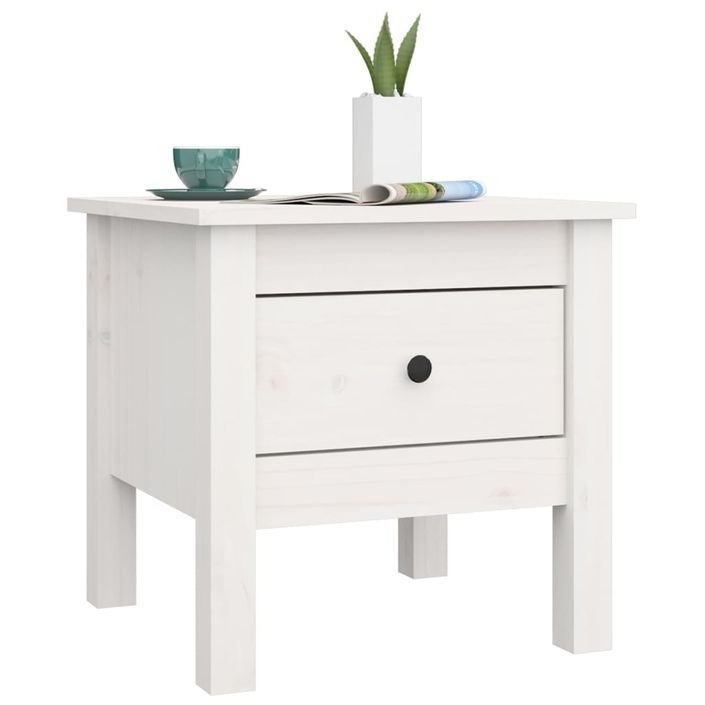 Tables d'appoint 2 pcs Blanc 40x40x39 cm Bois massif de pin - Photo n°6