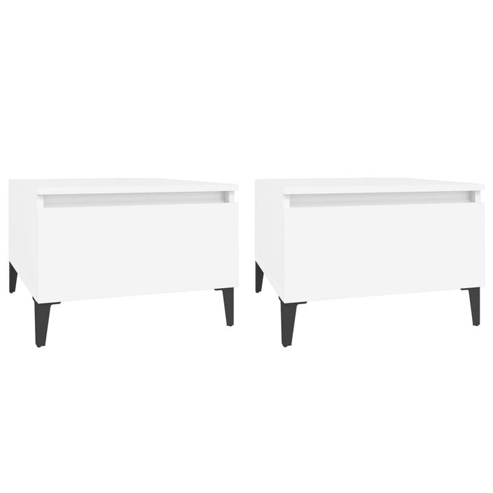 Tables d'appoint 2 pcs Blanc 50x46x35 cm Bois d'ingénierie - Photo n°1