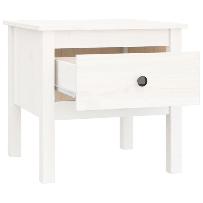 Tables d'appoint 2 pcs Blanc 50x50x49 cm Bois massif de pin - Photo n°9