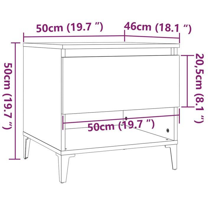 Tables d'appoint 2 pcs Chêne fumé 50x46x50 cm Bois ingénierie - Photo n°11
