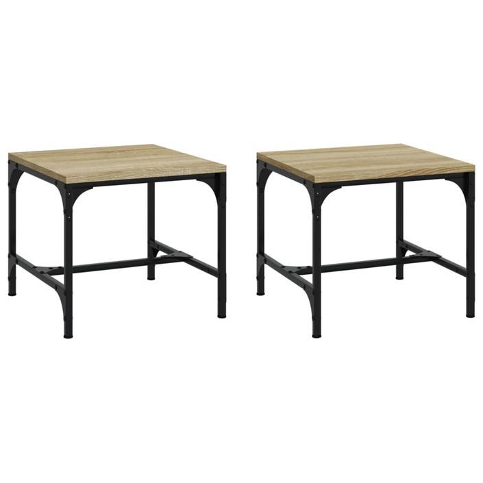 Tables d'appoint 2 pcs Chêne sonoma 40x40x35 cm Bois ingénierie - Photo n°2