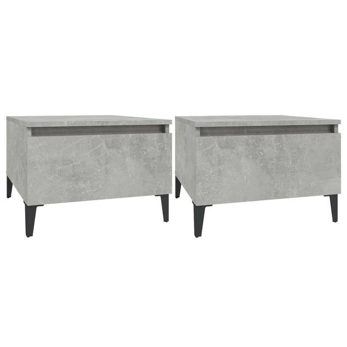 Tables d'appoint 2 pcs Gris béton 50x46x35 cm Bois d'ingénierie - Photo n°1