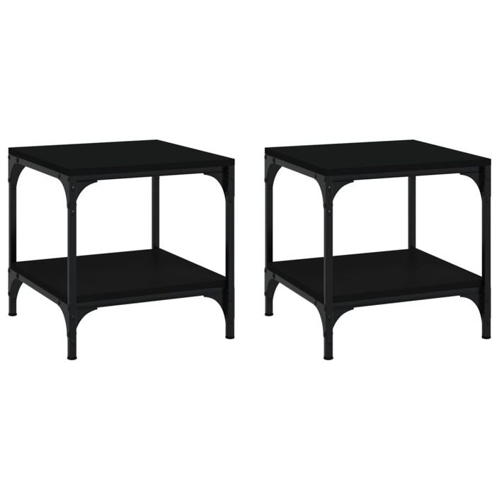 Tables d'appoint 2 pcs Noir 40x40x40 cm Bois d'ingénierie - Photo n°2