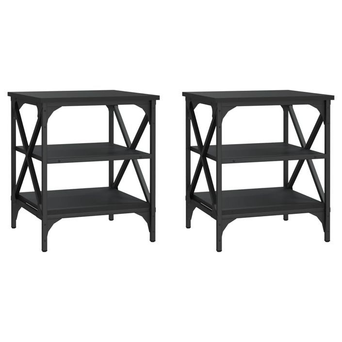 Tables d'appoint 2 pcs Noir 40x42x50 cm Bois d’ingénierie - Photo n°1