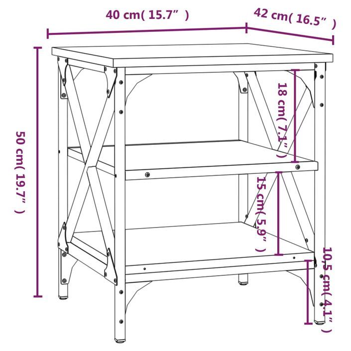 Tables d'appoint 2 pcs Noir 40x42x50 cm Bois d’ingénierie - Photo n°10