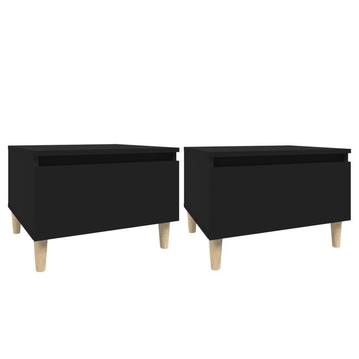 Tables d'appoint 2 pcs Noir 50x46x35 cm Bois d'ingénierie - Photo n°1