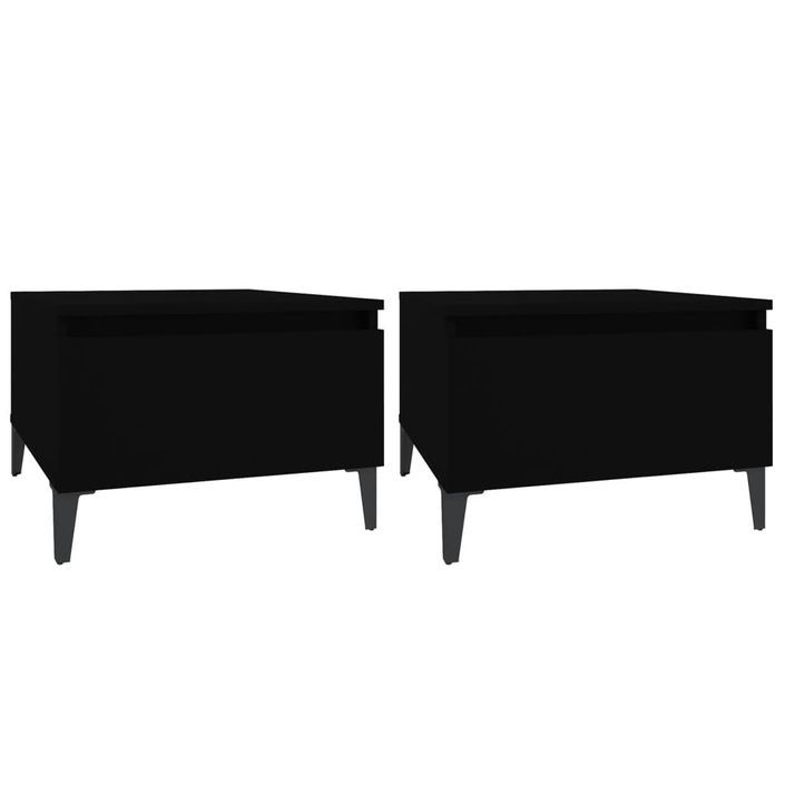 Tables d'appoint 2 pcs Noir 50x46x35 cm Bois d'ingénierie - Photo n°1