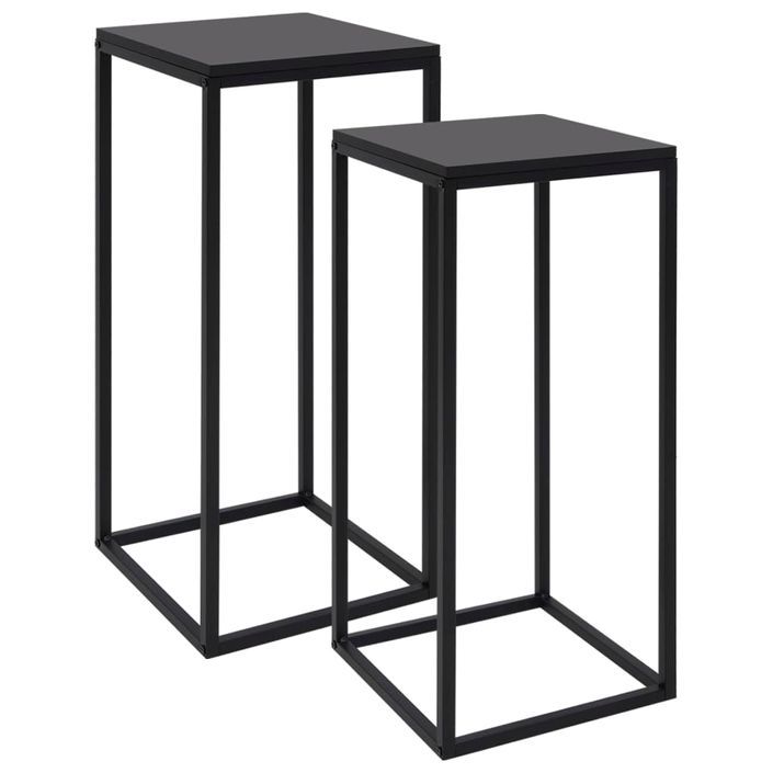 Tables d'appoint 2 pcs Noir Acier - Photo n°2