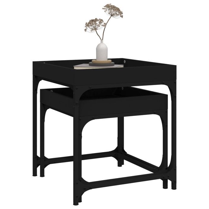 Tables d'appoint 2 pcs Noir Bois d'ingénierie - Photo n°5