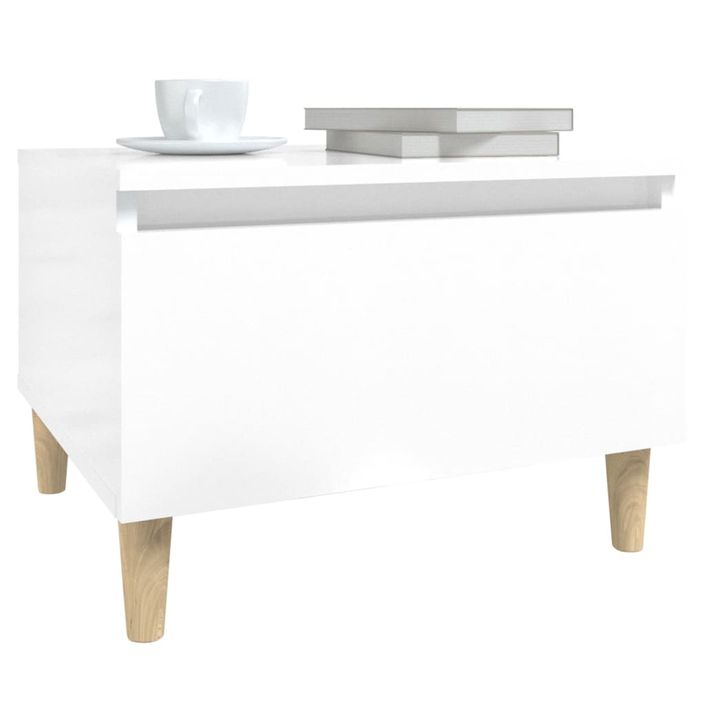 Tables d'appoint 2pcs Blanc brillant 50x46x35cm Bois ingénierie - Photo n°5