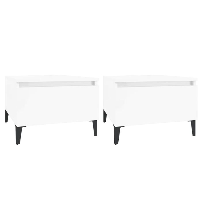 Tables d'appoint 2pcs Blanc brillant 50x46x35cm Bois ingénierie - Photo n°1