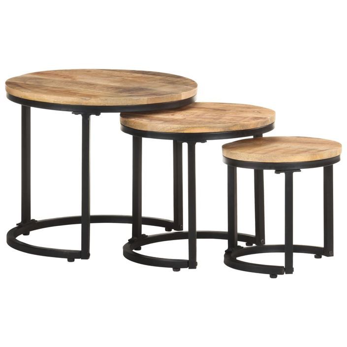 Tables d'appoint 3 pcs Bois de manguier brut - Photo n°1